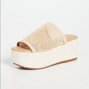 KAANAS Barbados Fishnet Wedge Sandals Custard NEW